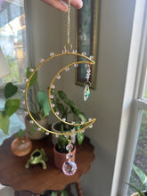 Load image into Gallery viewer, Rose Quartz Large Crescent Moon Suncatchers (Multiple Styles)
