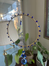Load image into Gallery viewer, Sapphire Large Hoop- Evil Eye Detail
