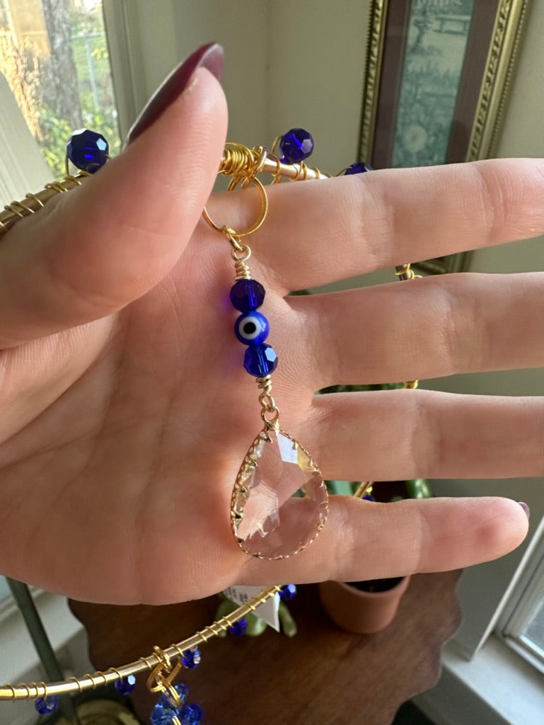 Sapphire Large Hoop- Evil Eye Detail