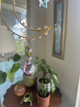 Load image into Gallery viewer, Rose Quartz Large Crescent Moon Suncatchers (Multiple Styles)
