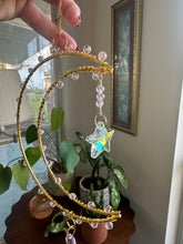 Load image into Gallery viewer, Rose Quartz Large Crescent Moon Suncatchers (Multiple Styles)
