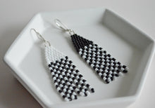 Load image into Gallery viewer, Mini Beaded Dangles in Checkered Black &amp; White
