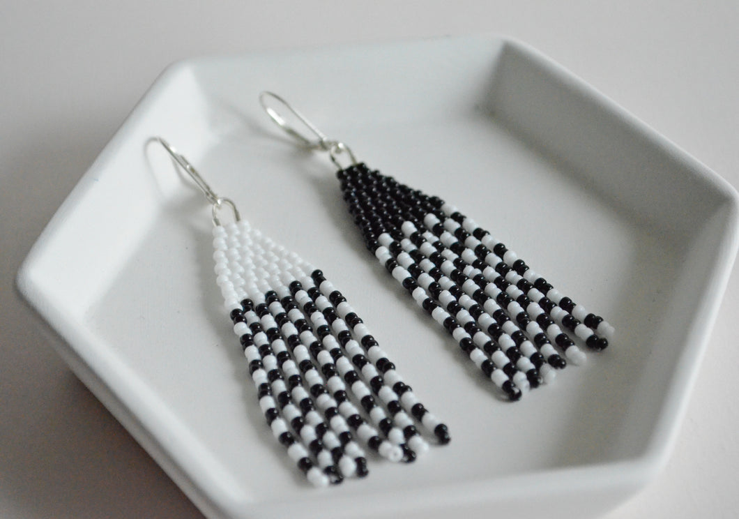 Mini Beaded Dangles in Checkered Black & White