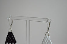 Load image into Gallery viewer, Mini Beaded Dangles in Checkered Black &amp; White
