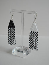 Load image into Gallery viewer, Mini Beaded Dangles in Checkered Black &amp; White
