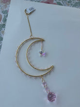 Load image into Gallery viewer, Rose Quartz Large Crescent Moon Suncatchers (Multiple Styles)
