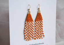 Load image into Gallery viewer, Mini Beaded Dangles in Burnt Orange &amp; White
