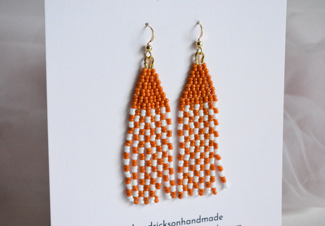 Mini Beaded Dangles in Burnt Orange & White