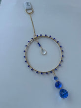 Load image into Gallery viewer, Sapphire Large Hoop- Evil Eye Detail
