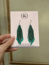 Load image into Gallery viewer, Dagger Beaded Dangles in Emerald
