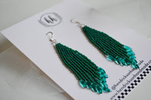 Load image into Gallery viewer, Dagger Beaded Dangles in Emerald
