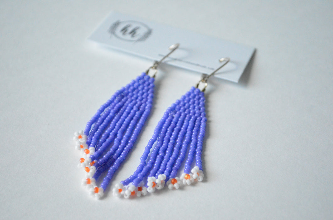 Beaded Daisy Fringe Dangles