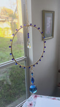 Load and play video in Gallery viewer, Sapphire Large Hoop- Evil Eye Detail
